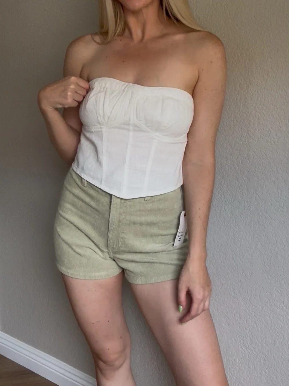 Free People Cream Strapless Corset Crop Top NEW